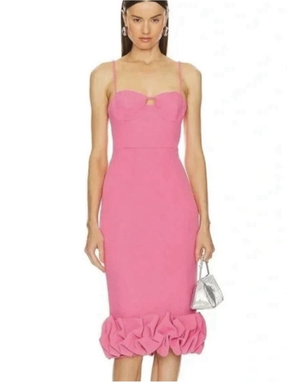 NBD Roja Spaghetti Straps Midi Dress In Hot Pink Size Medium NWT